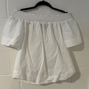 J. Crew White Off-Shoulder Puff Sleeve Nap Blouse sz 8 M